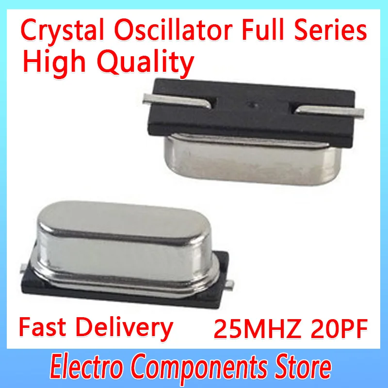 

10 шт./лот HC-49SMD 2Pin 49SMD 49SMD-25M 25 МГц 25,000 МГц 25,000 м SMD кварцевый Кристальный резонатор, Пассивный генератор 20PF 20PPM