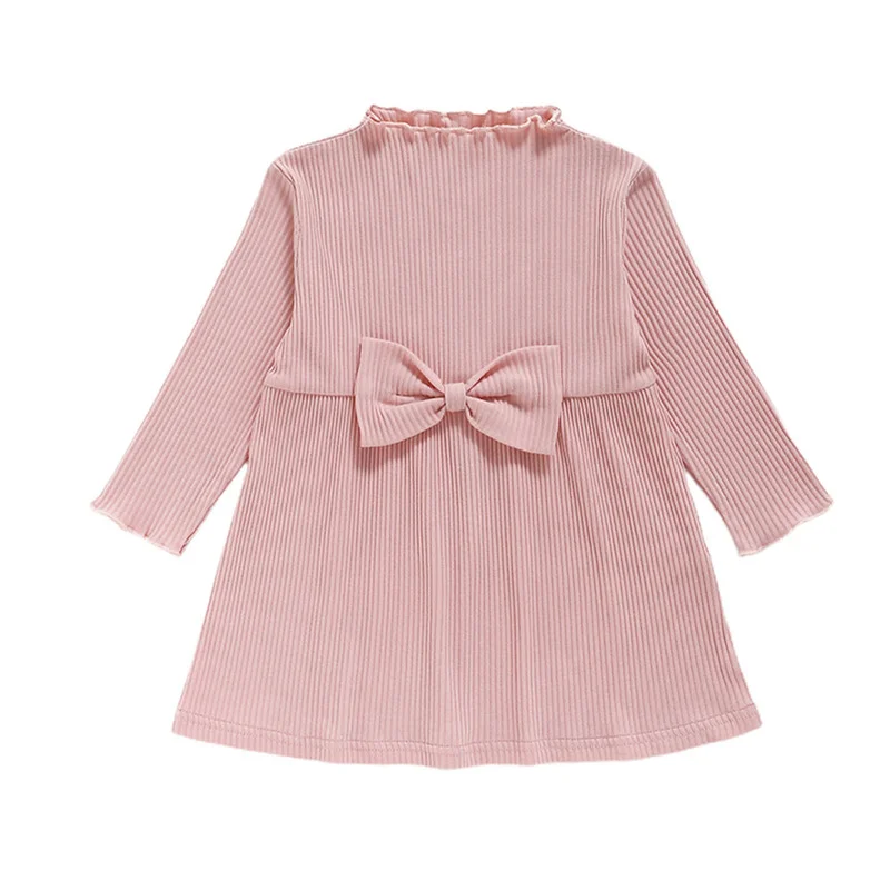 

Baby Girl Knitted Jumper A-Line Dress Casual Long Sleeve Bow Kids Party Dresses