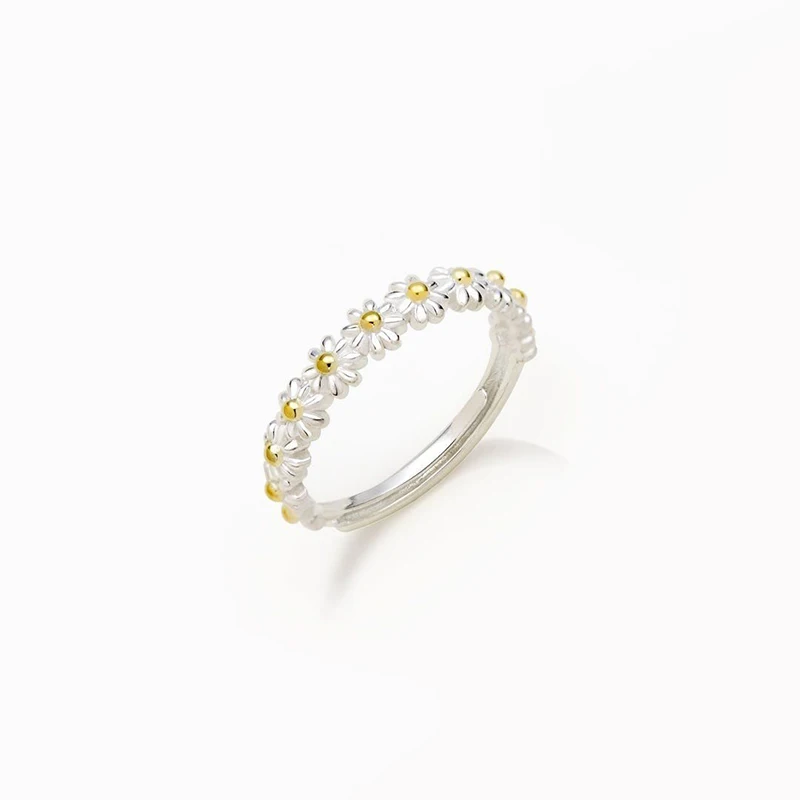 

Minimalist Female Small Flower Open Ring Charm Gold Silver Color Wedding Rings For Women Luxury Bride Thin Engagement Ring