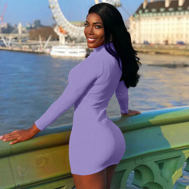 Женское платье-водолазка с длинным рукавом мини-платье новинка сезона осень-зима