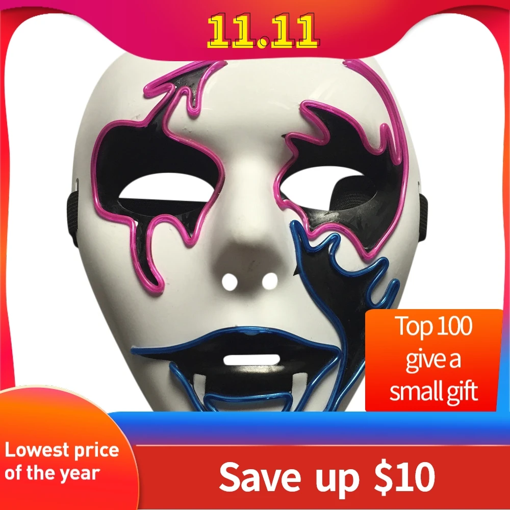 Страшная маска косплей светодиодный светильник для костюма Хэллоуина фестиваля