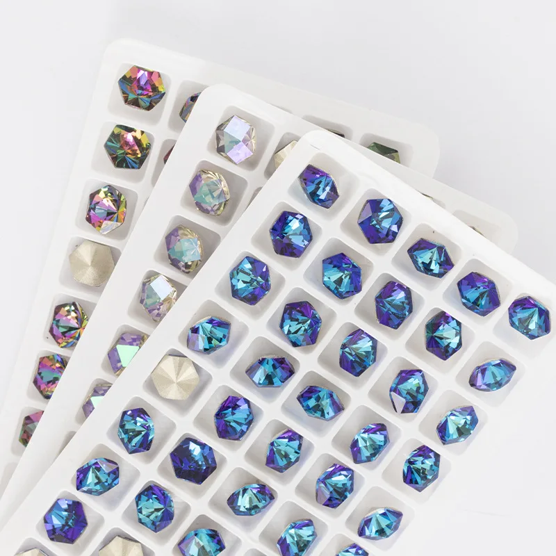 Шестигранные блестящие стразы драгоценные камни для ногтевого дизайна