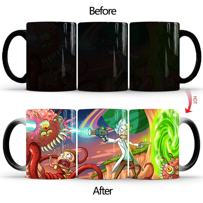 Color Changing Mug 350 мл, новинка, Рик и Морти, волшебная меняющая цвет кружка, Moring, молочный кофе, чайная чашка, лучший подарок для вашей семьи, для детей, год - Цвет: Color Changing Mug