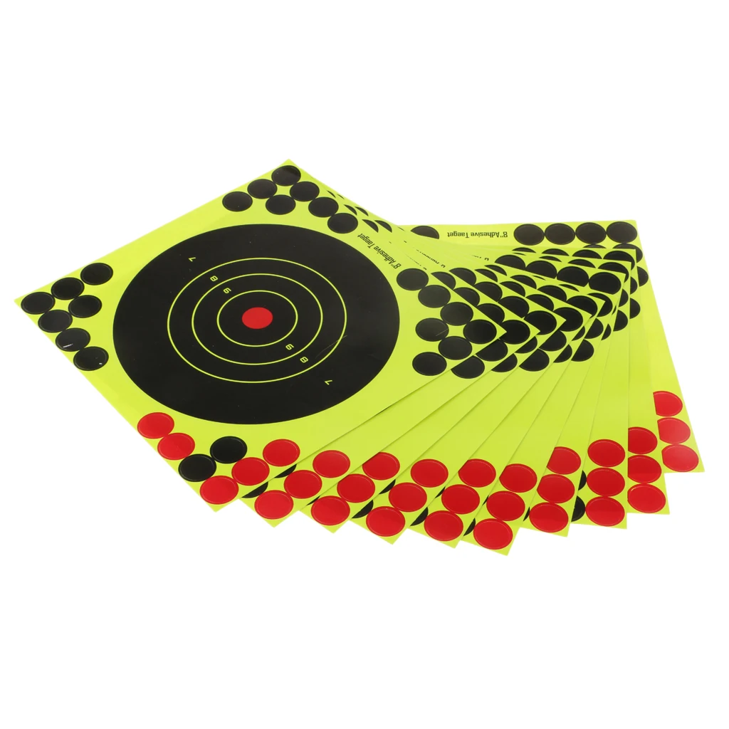 

10 Sheet Reactive Splatter Targets Stickers 8'' x 8'' Adhesive Paper Targets for Shooting Exercises