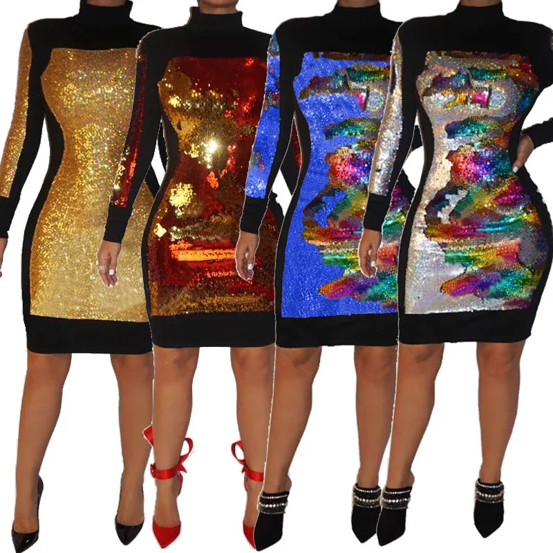Сексуальное женское облегающее черное платье vestidos, платья для вечеринок, Украинская одежда sukienki, кружевное платье с блестками и длинным рукавом
