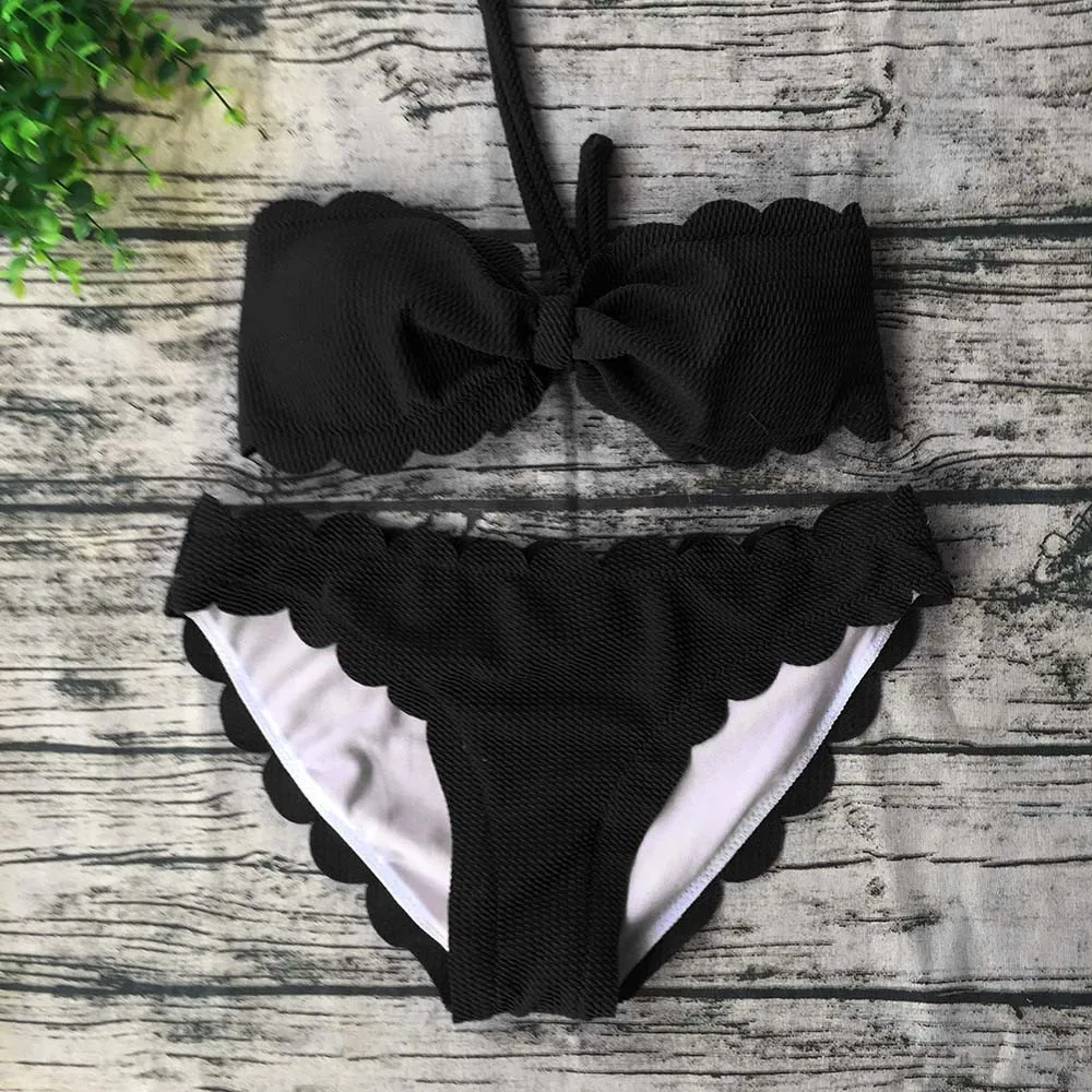 Сексуальный бикини Одноцветный топ труба на бретелях Твердый Чехол Раздельный