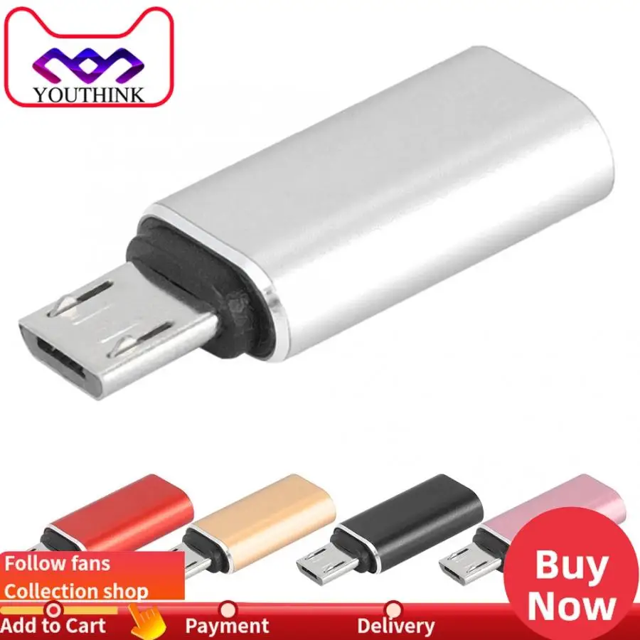 2 шт. type C Женский к Micro USB Мужской адаптер для мобильного телефона позолоченный тип