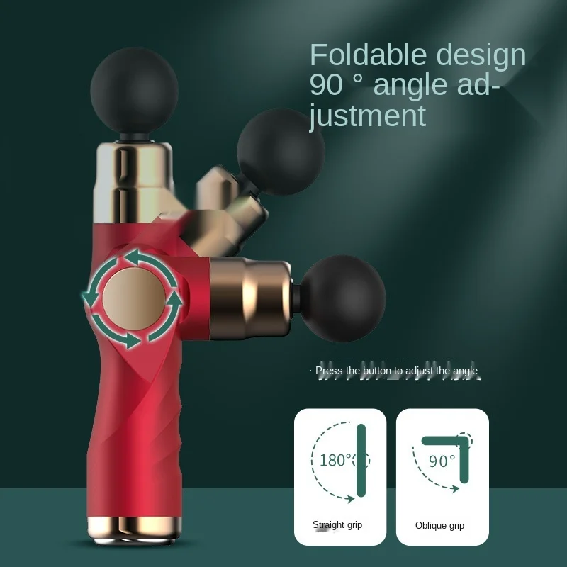 

Mini Massage Gun Vibrators 4 Head Fold Portable Low Noise Hot Compress Muscle Relaxation Massage LED Electric Massager For Body