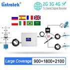 Lintratek 2G 3G 4G LTE Усилитель сотового сигнала 900 1800 2100 МГц Интернет-усилитель повторитель 3 внутренних антенны для большого покрытия