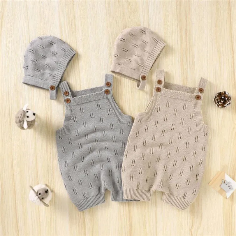 

Knitted Baby Romper Jumpsuit Newborn Baby Clothes With Hat Cotton Infant Baby Boys Romper Clothes Toddler Romper Boy Overalls
