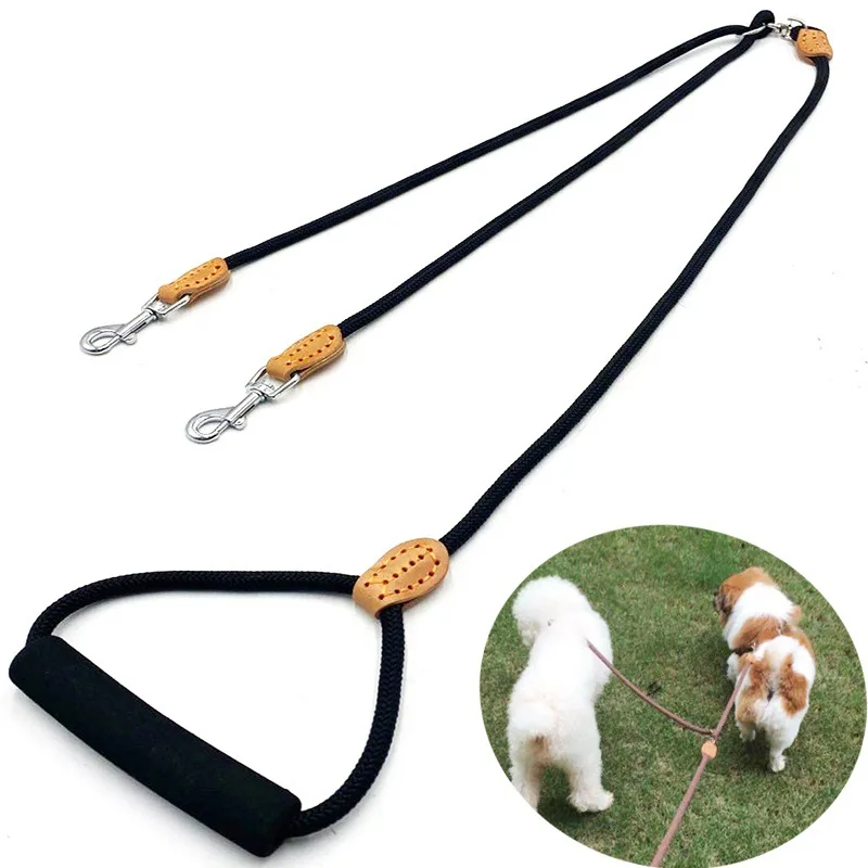 

Small dog Leash for Two dogs Lead double dog puppy leash 1 leash for 2 Medium Dogs traction rope pet Walking Leads Foam handle