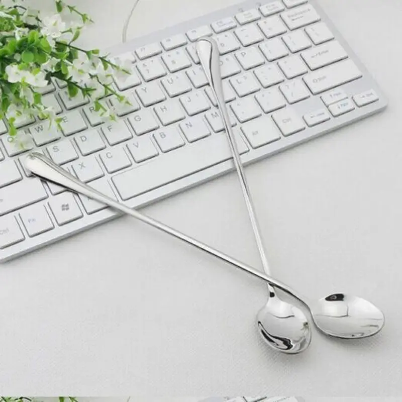 2 PCS Long Handle Stainless Steel Tea Coffee Ice Cream Sweet Spoon For Kitchen Cutlery Flatware Cooking Tools Home Accessories|spoon for ice