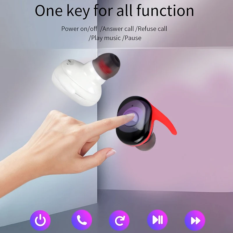 Беспроводные Bluetooth наушники TWS спортивные водонепроницаемые V5.0 шумоподавление