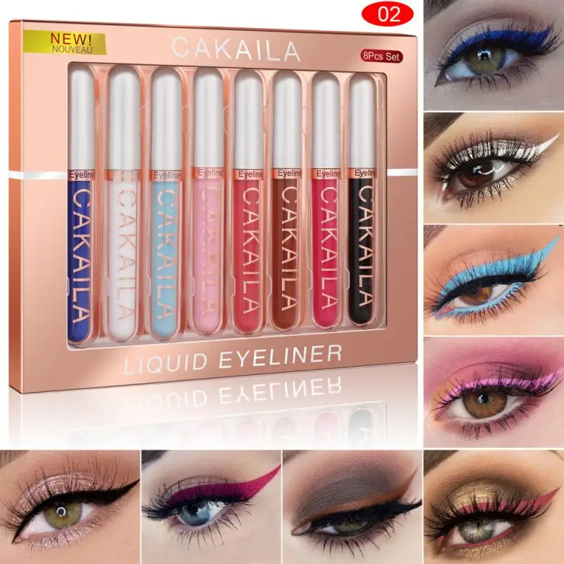 

CAKAILA 8PCS Liquid Eyeliner Pencil Color Matte Eye Liner Pen Easy To Wear Quick-drying Longlasting Non-smudge Eye Makeup TSLM2