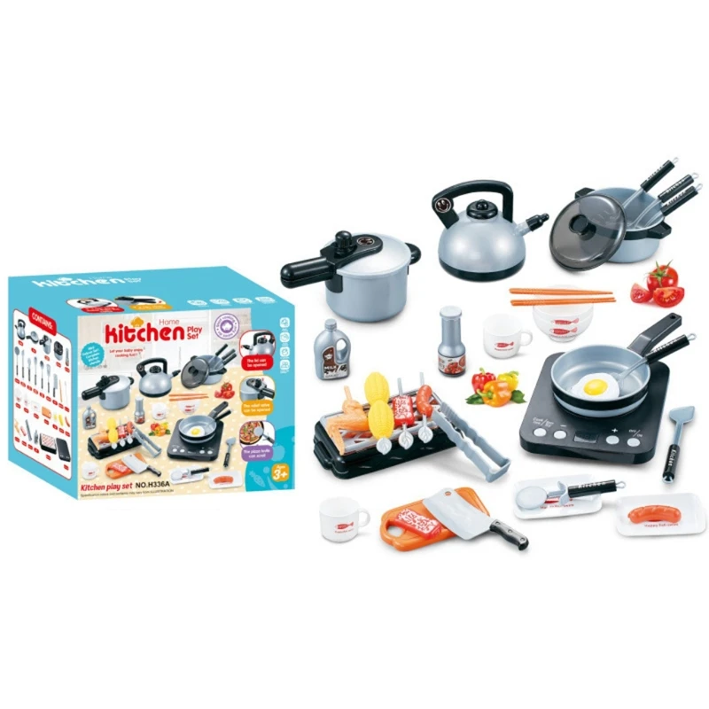

G2AD 36 Pcs Simulation Kitchen Utensils Children Kitchenware Toys Set Food Cookware Pot Pan Kids Pretend Play Kitchen Set Toys