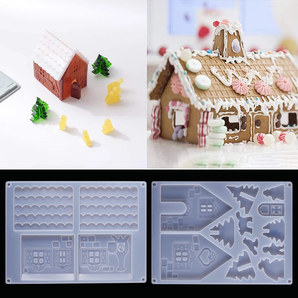 

DIY Crystal Epoxy Resin Mold Creative Christmas House Mold Diy Handmade jewelry Making Tools silicone mold For Resin