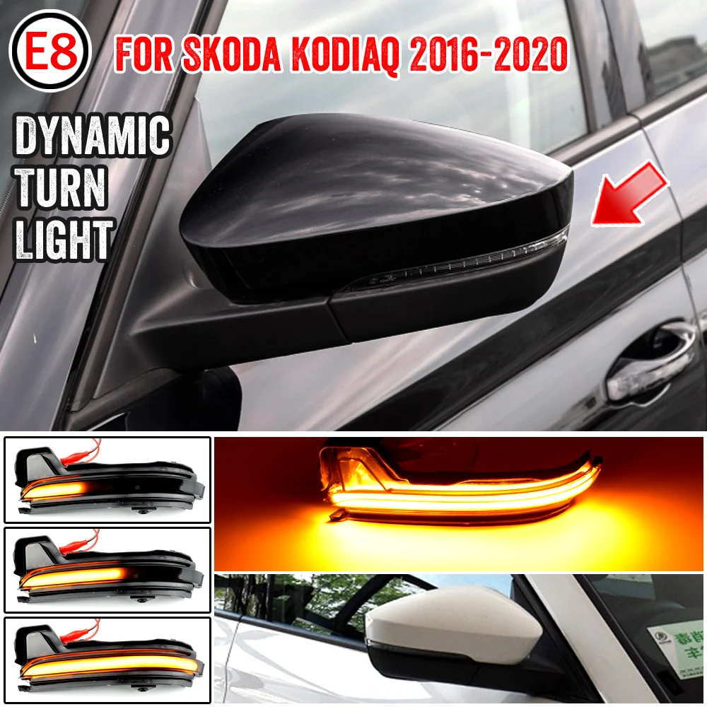 

2PCS Flowing Water For Skoda Kodiaq 2016-2020 LED Dynamic Turn Signal Light Sequential Rearview Side Mirror Blinker Indicator