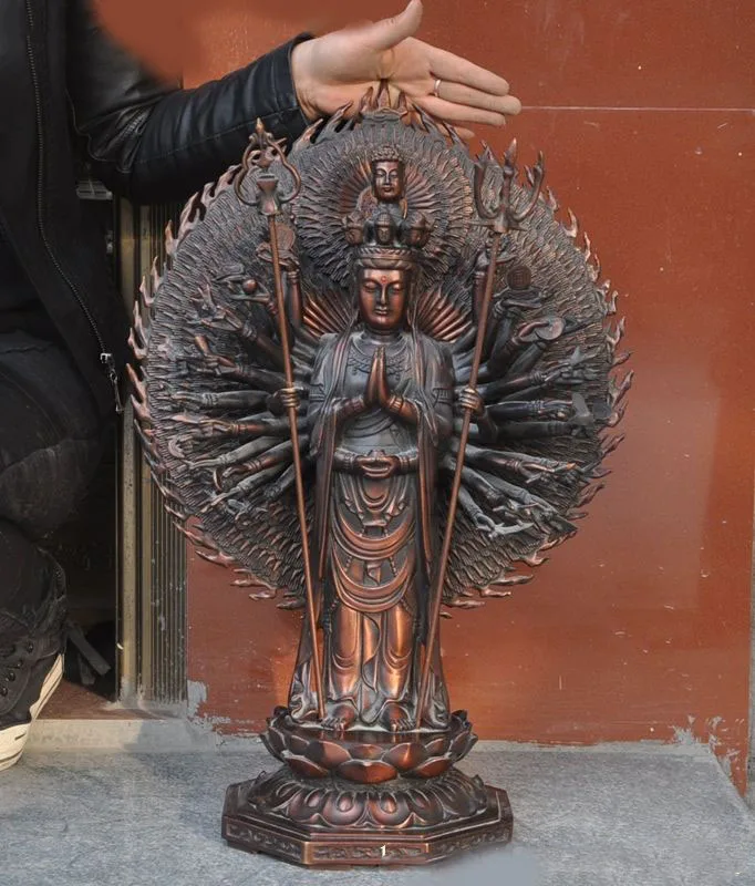 

christmas 22"chinese buddhism bronze copper 1000 arms phurpa Kwan-Yin Bodhisattva statue new Year