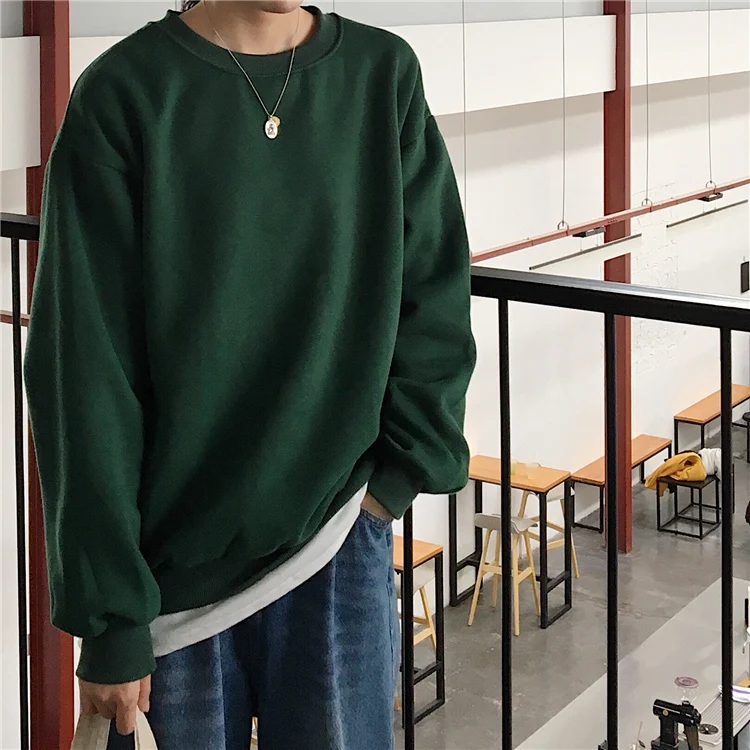 

Autumn Winter Solid Color O Hoodless Sweatshirt Multicolor Korean Simple Pullover BACK TO THE BASIC Streetwear Casual Fashion