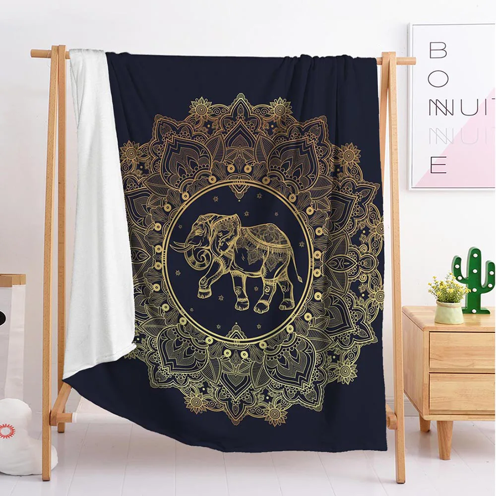 

2020 new popular Bohemian elephant lion export Large and small size throw blanket tapestry sleeping blanket soft flannel blank