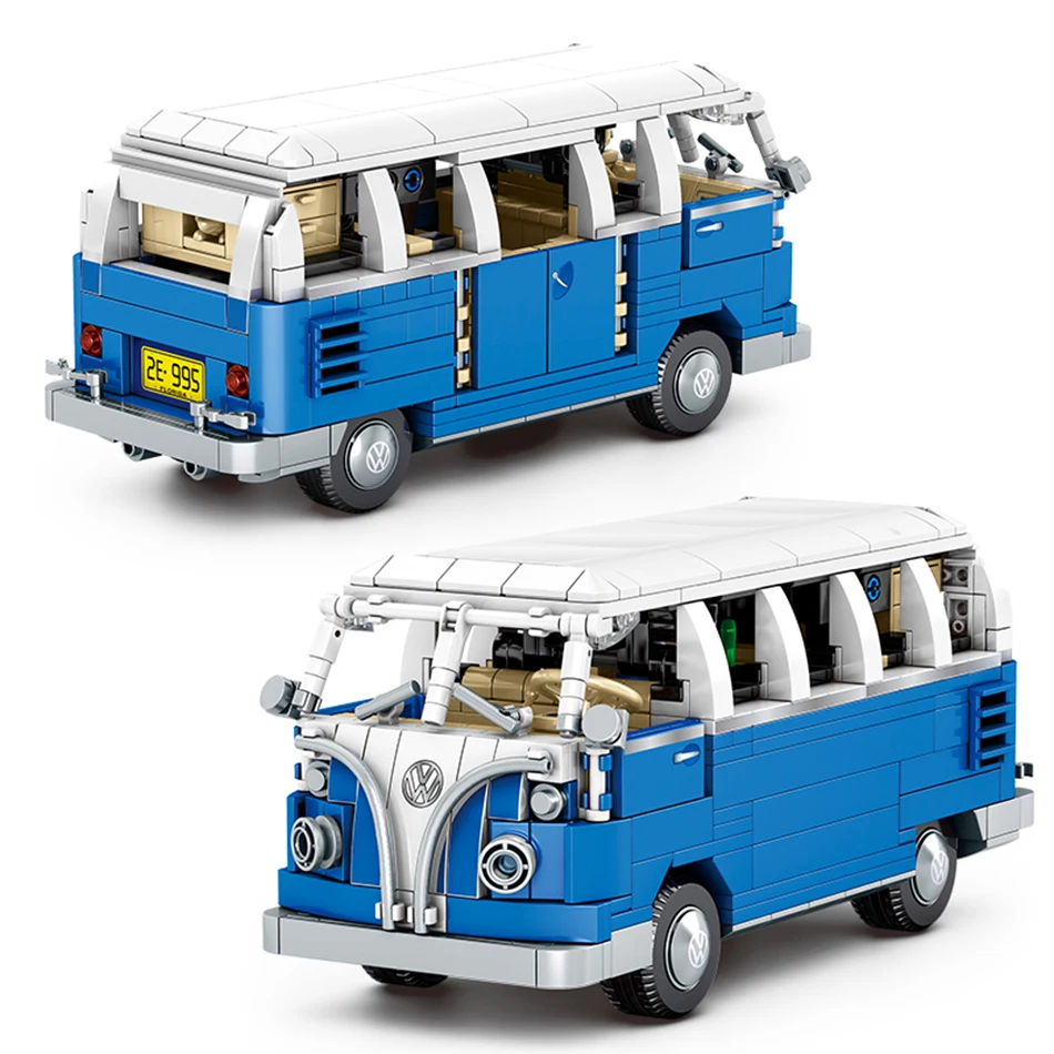 

Volkswagen Technic T1 Camper Car 707 1354 PCS Van Fit Children Creator Series Building Blocks Toys Ideas Bricks Free Gift