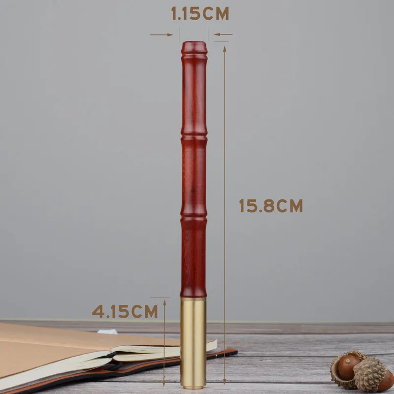 Ручка шариковая деревянная + латунная с бамбуковым узелком |