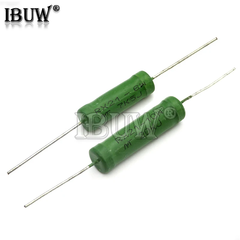 5 шт. RX21 6 Вт 10 проволочная обмотка 5% 1R 10R 100R 1K 10K 12K 15K 18R 20R 22R 24R 27R 30R 33R 36R 0.01R 0.05R 0.1R
