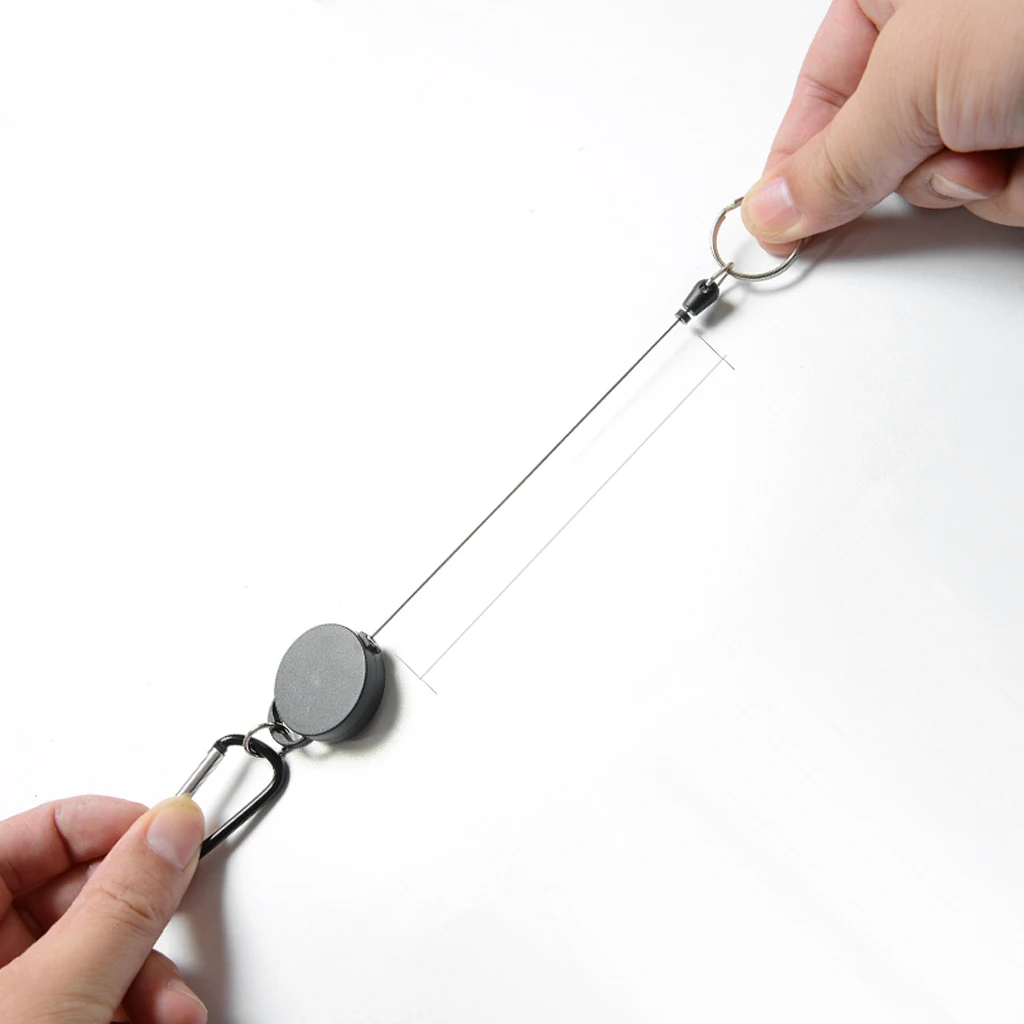 

2pcs Extendable Metal Wire 65cm Clip Pull Keyring Retracting Outdoors
