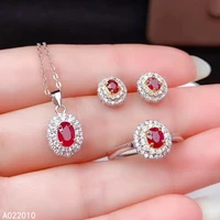 kjjeaxcmy fine jewelry 925 sterling silver inlaid natural ruby womans popular ring pendant earring new set supports test