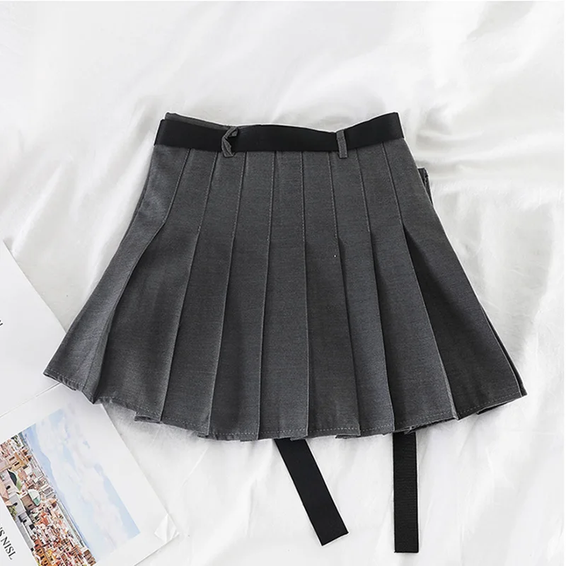 

Fashion High Waist Harajuku Women Skirts Safari Black Red Short Skirt Womens Streetwear Tooling half-length pleated skirt