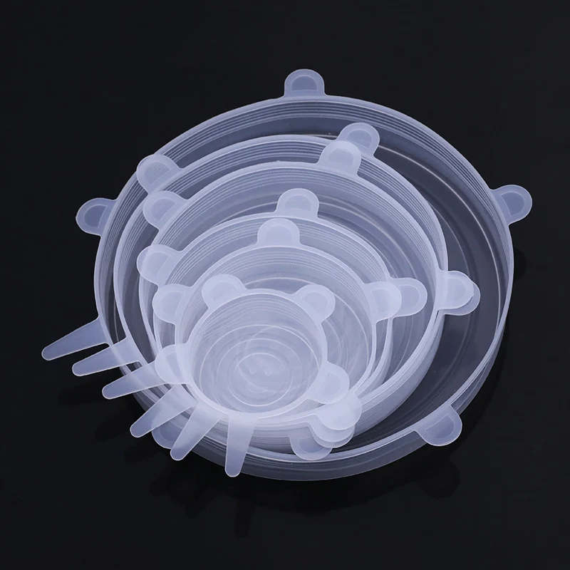 6 Pcs/Set Food Silicone Cover Cap Universal Lids for Cookware Bowl Reusable Stretch Kitchen Accessories |