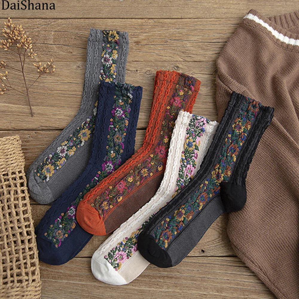 DaiShana, новинка, модные женские носки, теплые и милые, европейские, национальные, ветрозащитные, осенние и зимние, женские, хлопковые, Mujer носки