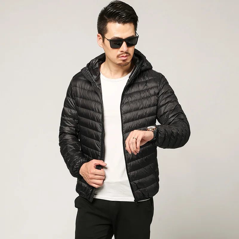 Multi-color Winter Fashion Brand Ultralight Duck Down Jacket Men Hooded Streetwear Light Feather Waterproof Warm Coat 4XL