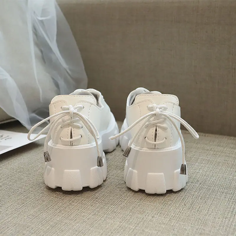 Women's Small Leather Shoes British Style Women's Boots Korean Version of The Wild Increase Platform Platform Single Shoes Women