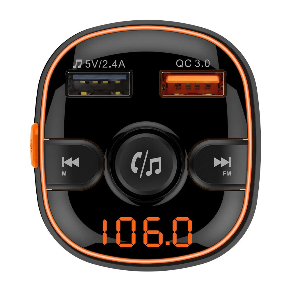 Bluetooth fm-передатчик 7 цветов окружающий светильник с режимом дыхания fm-модулятор QC3.0 автомобильное зарядное устройство передатчик Bluetooth Handsfree