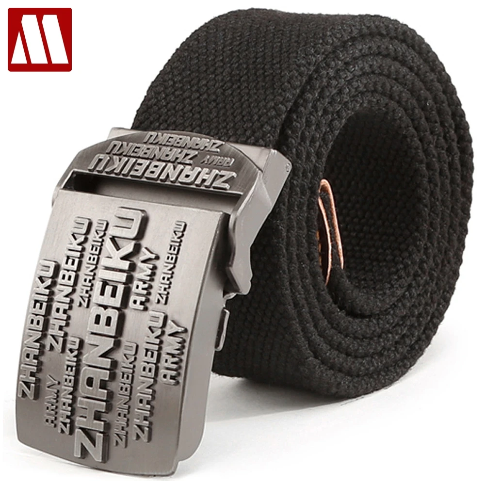 Мужской холщовый ремень с толстой стальной пряжкой Модный повседневный