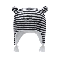winter hat boy girl earflap beanie fleece stripe knit acrylic warm autumn skiing outdoor accessory toddler baby