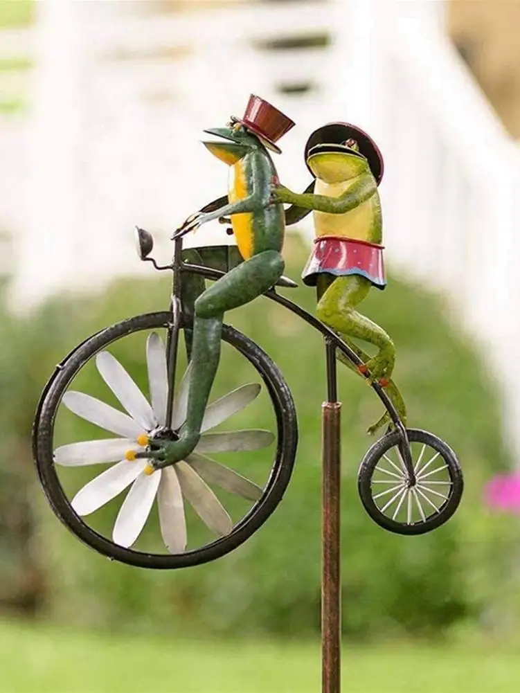 

Metal Wind Spinner Animal Bike Wind Spinner Garden Decoration Riding Bike Wind Spinner Metal Sculpture Garden Decor