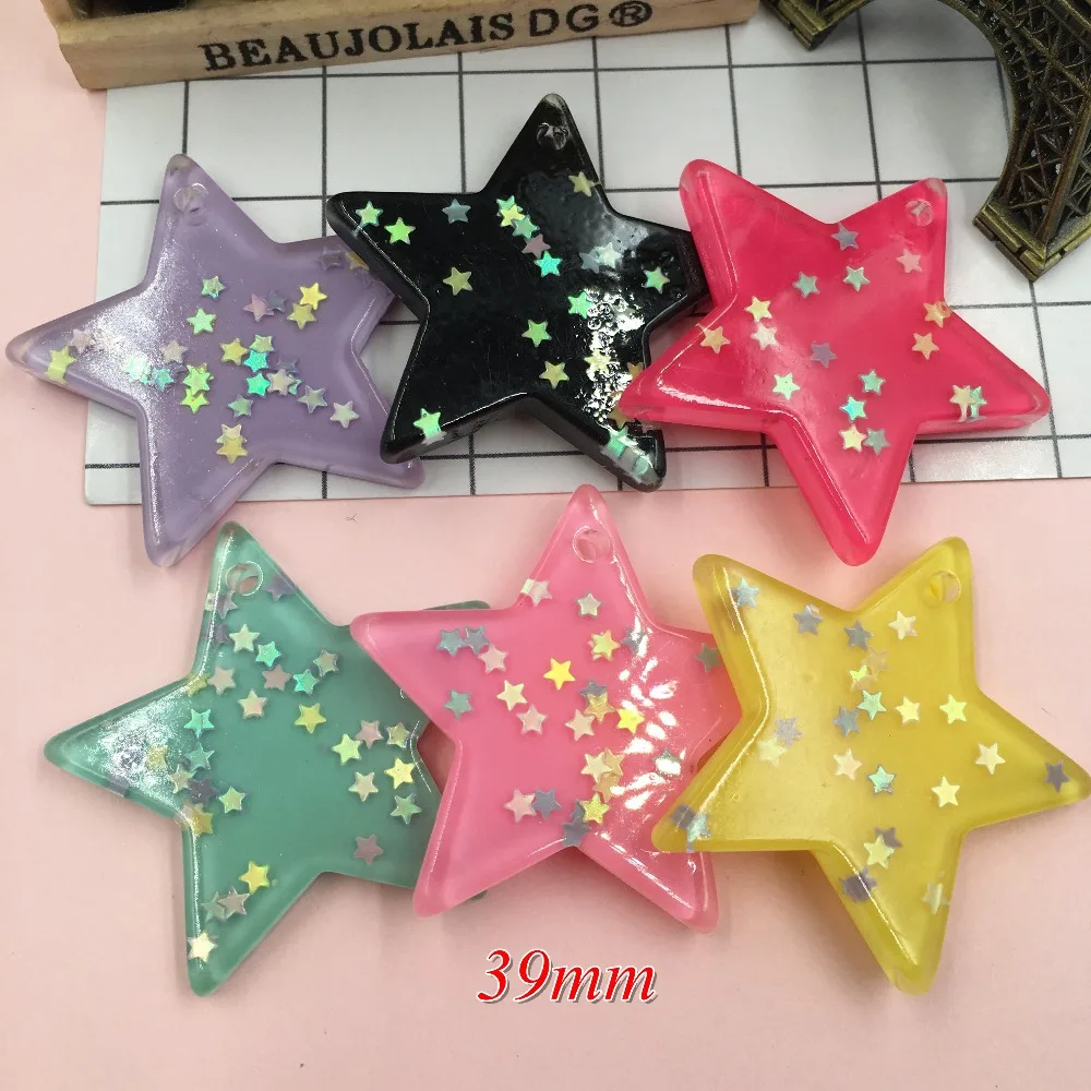 Очаровательные разноцветные кавайные пять звезд из смолы для рукоделия