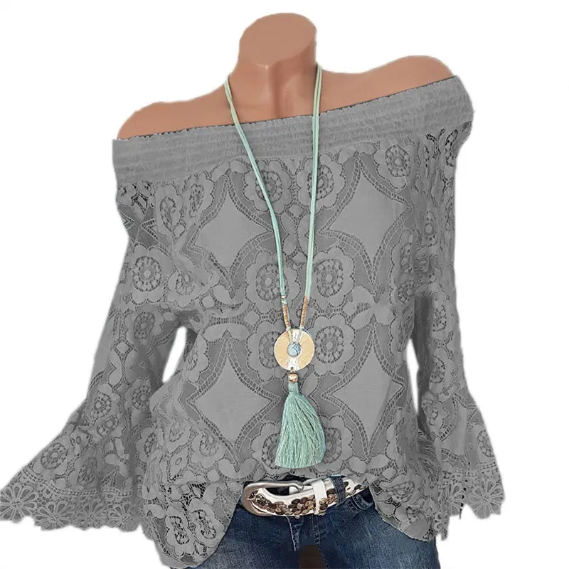 VICABO кружевная строчка сплошной цвет сексуальные женские футболки длинный рукав