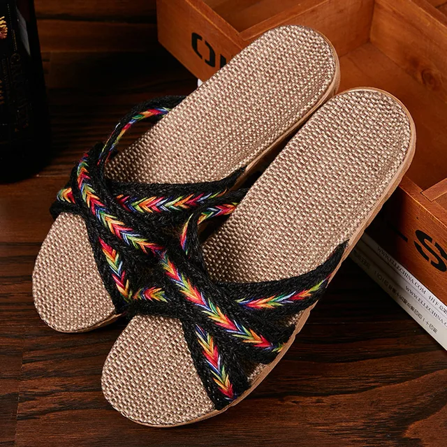 Flax Slippers Women Casual Slippers Men 