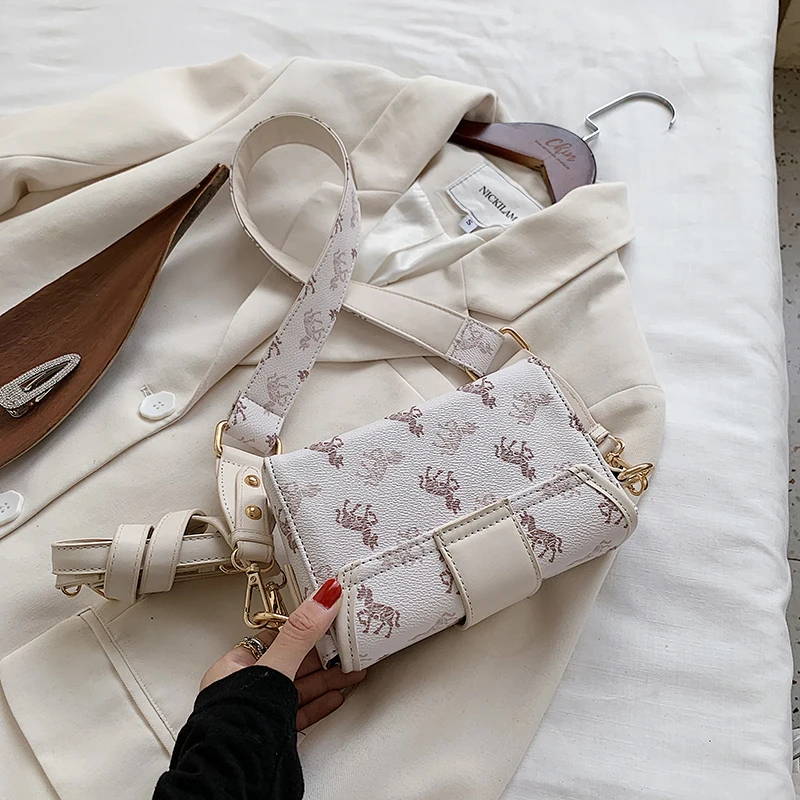 Новинка 2020 женская сумка через плечо с принтом модная из искусственной кожи |