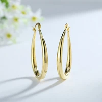 925 stamp silver color 4 4cm oval earrings high quality 18k gold plated earrings fashion jewelry wedding christmas gift