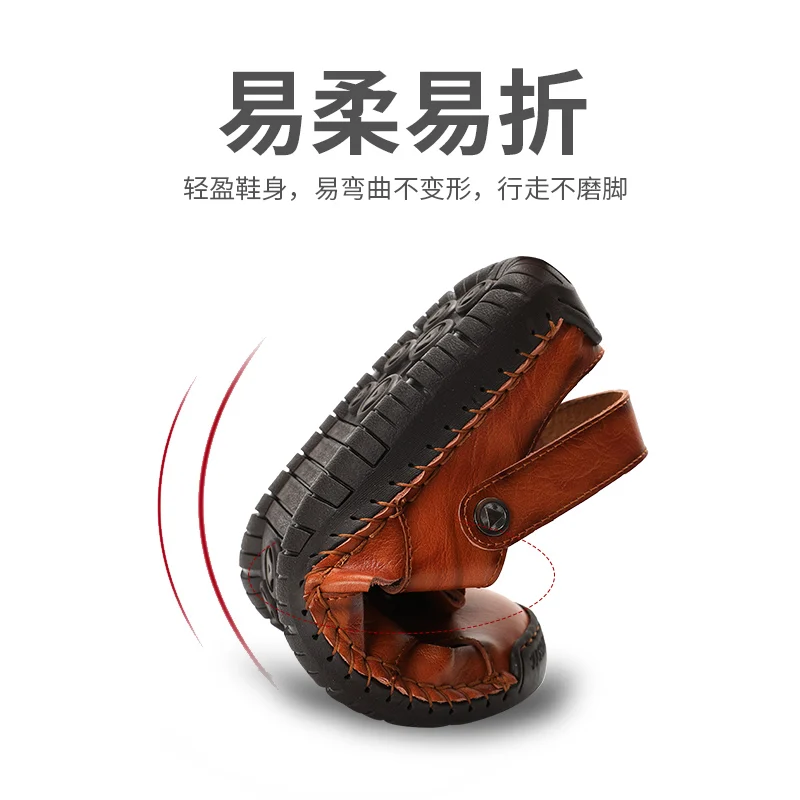 

Big Size 38-48 Handmade Men'S Sandals Leather Sandals Men Casual Beach Shoes Mens Slippers Sneakers Summer Shoes Man Flip Flops