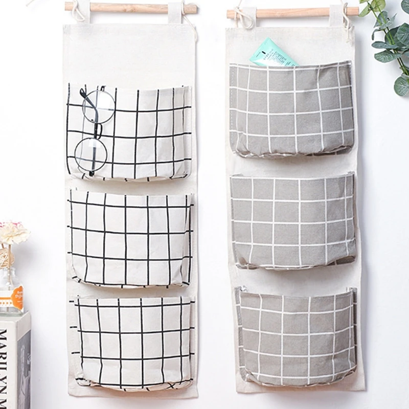 

Multifunctional Non-Woven Three-Pocket Storage Handbags For Wall Door
