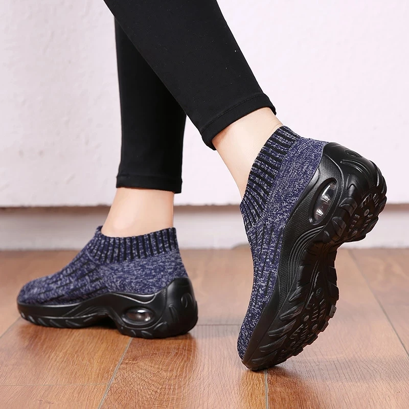 

WDHKUN 2021 Sock Shoes Women Platform Sneakers Mesh Air Cushion Comfortable Casual Sneakers Woman Shoes Plus Size 42