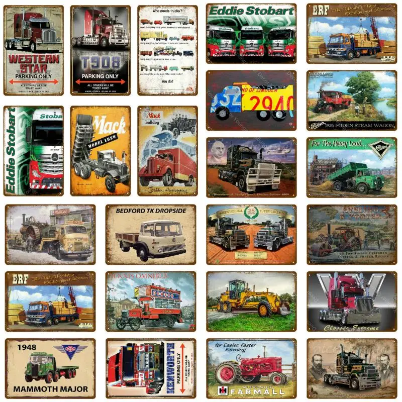 

Heavy Duty Trucks Car Metal Signs Farmall Farming Farm Tractors Poster Vintage Wall Painting Plaque Pub Garage Club Decor YJ003