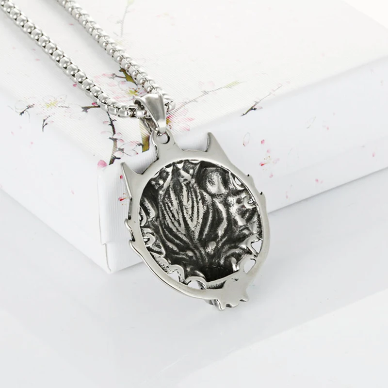 Длинное ожерелье Мужская Длинная подвеска в виде головы волка из нержавеющей