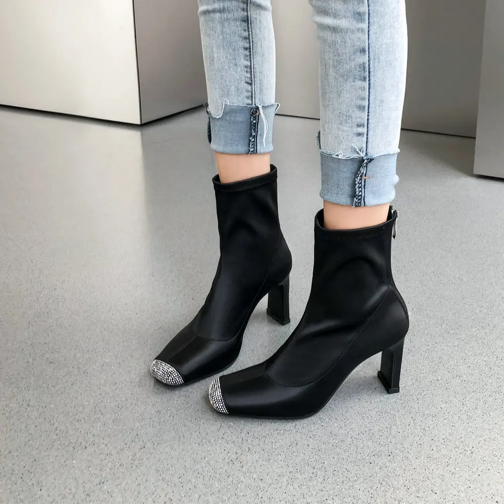 

Женские шелковые ботинки SKLFGXZY, эластичные ботильоны на высоком каблуке, Осень-зима 2020