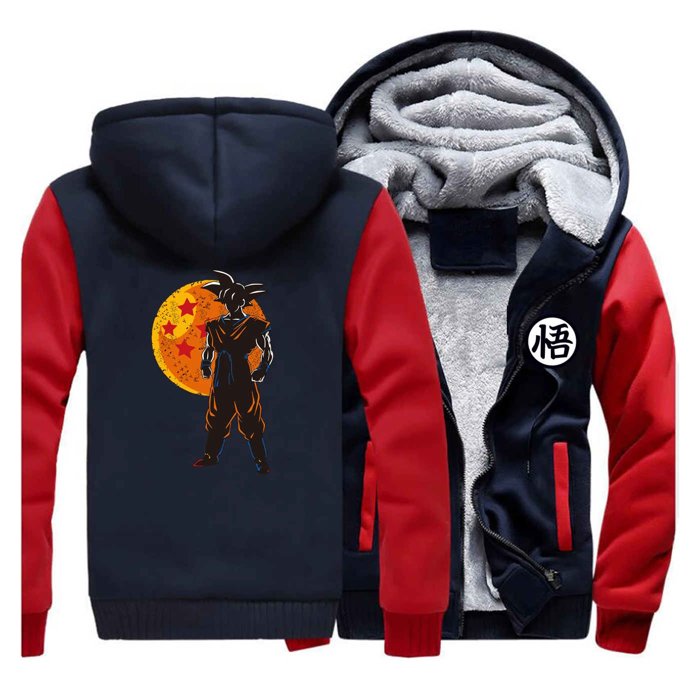 Saiyan Dragon Ball Япония Аниме толстовки Harajuku Модный повседневный мужской жакет толстовка флисовая зимняя теплая Стрекоза уличная - Цвет: Red Dark Blue